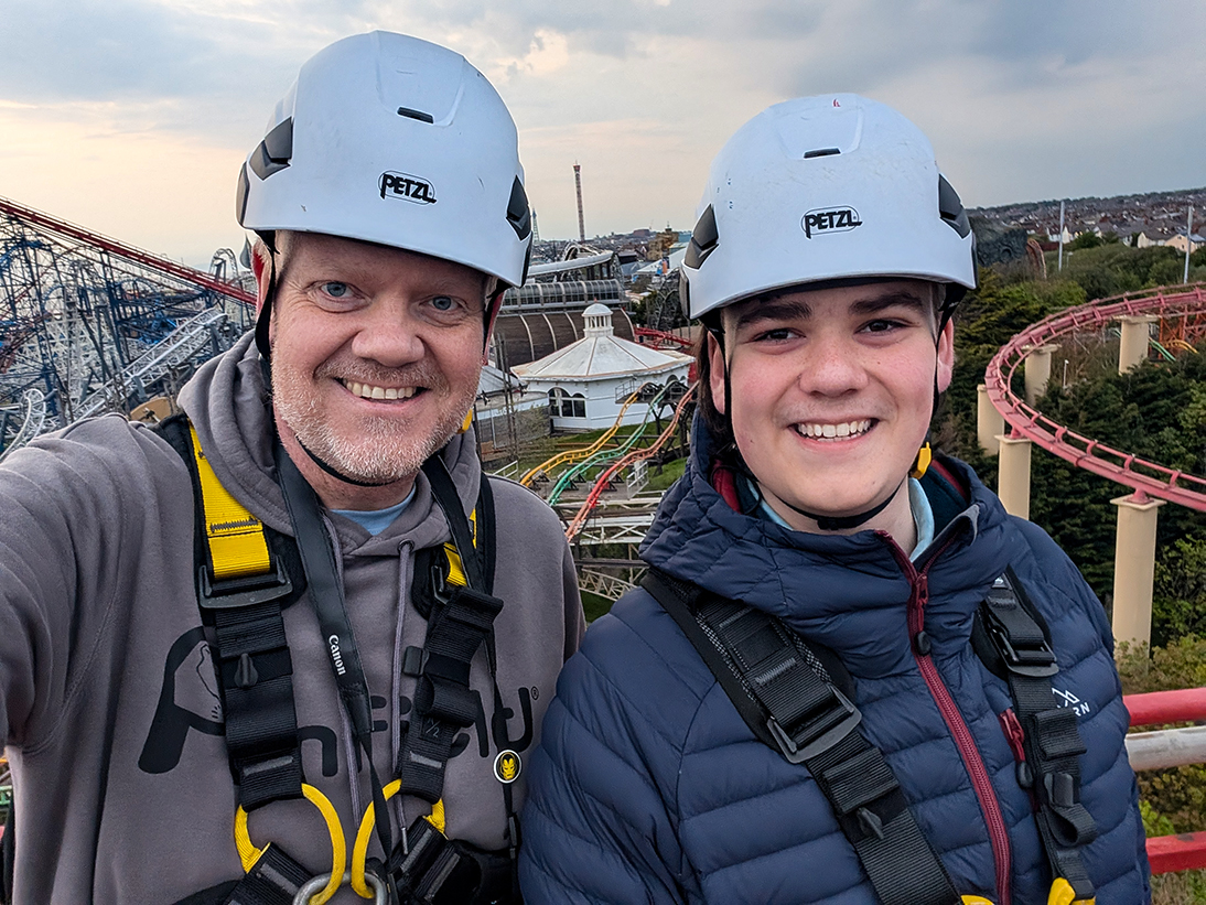 Fin and I on the mid course brake run